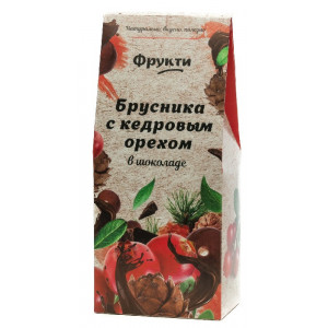 Фрукти брусника с кедровым орехом в натуральном шоколаде, вес 120 гр