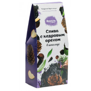 Фрукти слива с кедровым орехом в натуральном шоколаде, вес 120 гр